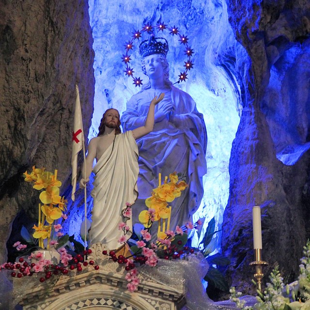 Today I went up to the top of Monte Pellegrino where Palermitans pay their respects to Santa Rosalia, the patron saint of the city, whose bones lie inside a cave at the top of the mountain.